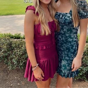 Purple Mini Smocked Dress